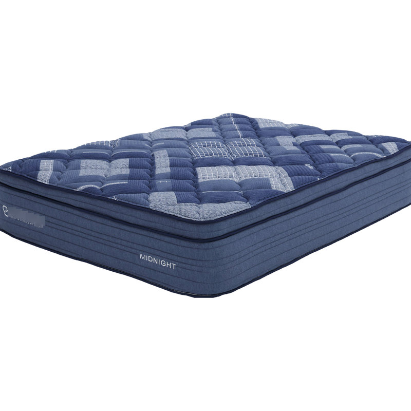 Grand lit bleu multi de 14 pouces avec unité de poche, mousse à mémoire de forme et couches, housse en tissu super doux comprimé roulé