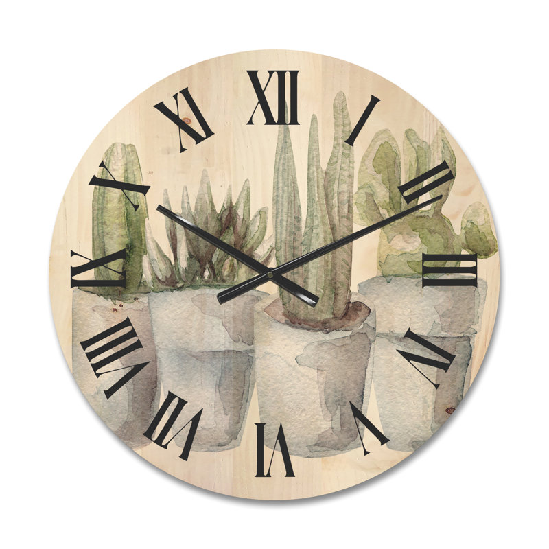 Horloge murale cactus et plantes grasses V, Petit