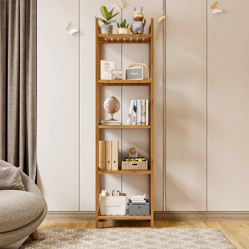 Audriel Bamboo Bookcase, (5 Shelves) 128cm H x 35cm W x 25cm D