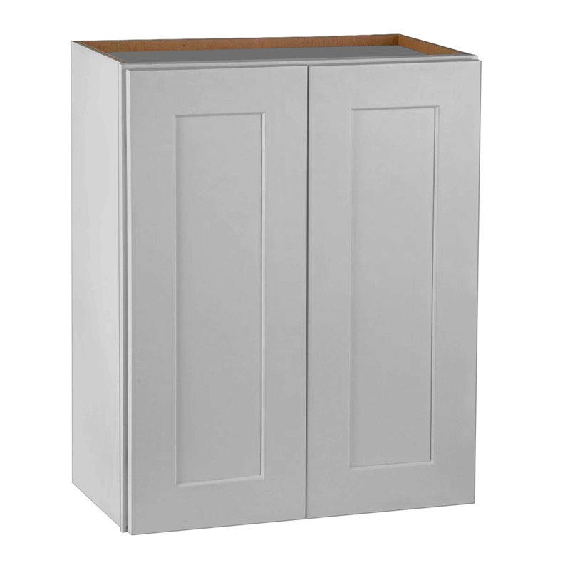 Light Grey Solid Wood Wall Cabinet with 2 Doors, 2 Adjustable Shelves for Kitchen, Bathroom, and Laundry Storage, Grey
