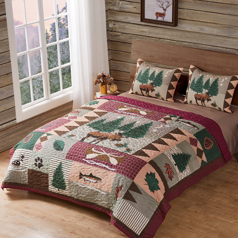 Ensemble de courtepointe Moose Lodge, Courtepointe très grand + 2 couvre-oreillers stan