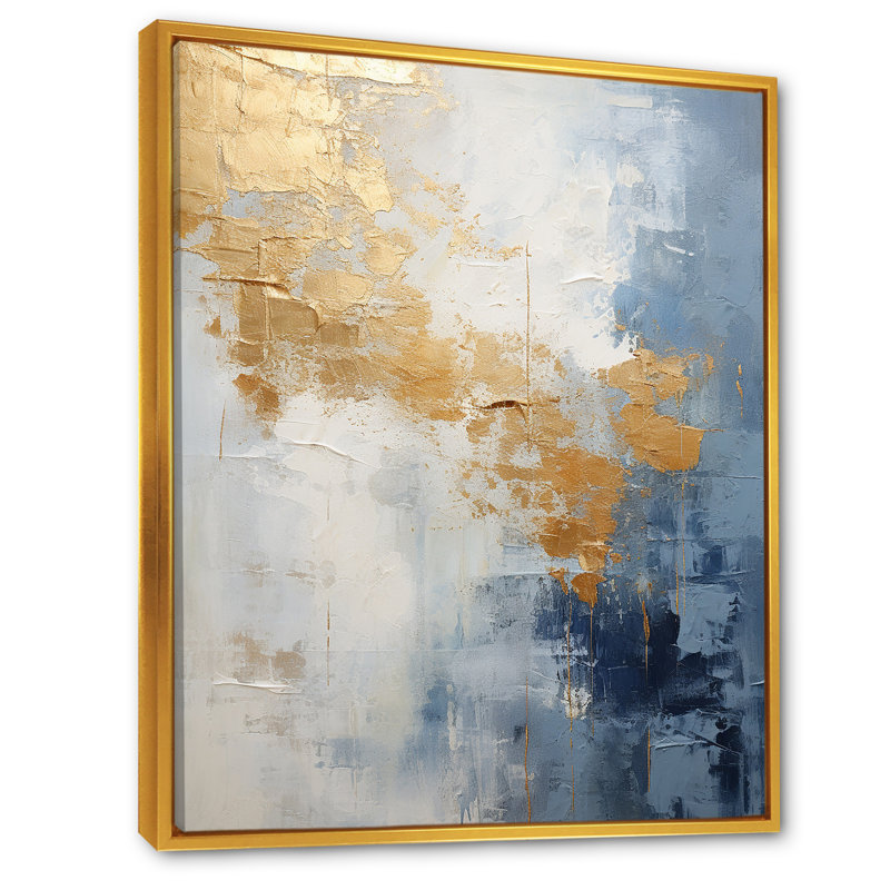 «Beige and Gold Simple Winter Landscape I», reproduction d'art sur toile, Cadre flottant doré, H 32 po x l 24 po x P 1 po