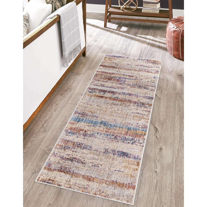 Tapis de couloir contemporain multicolore Ainaires, Tapis de couloir 2 pi x 6 pi