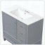 Lavabo de salle de bain autoportant en céramique avec 3 tiroirs et trous de robinet-121100969