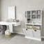 Grande armoire de salle de bain à deux compartiments avec panier à linge inclinable et 2 tablettes réglables - blanc-1325330833