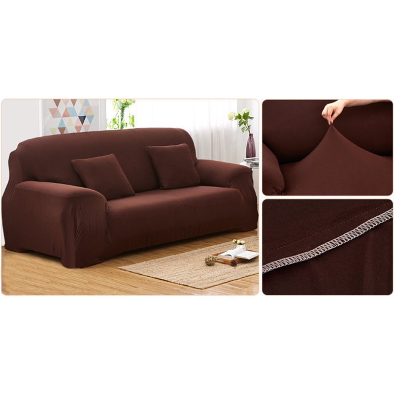 Housse pour canapé extensible 3 places, Mélange de polyester café, H 45 po x l 90 po x P 30 po