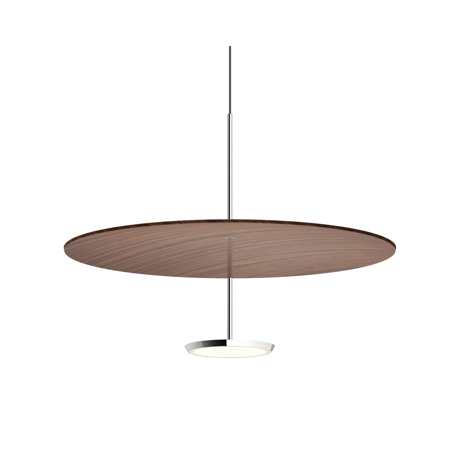 Sky Dome 1 - Light LED Pendant, 17.5" H x 24" W x 24" D, Walnut, Polished Aluminum