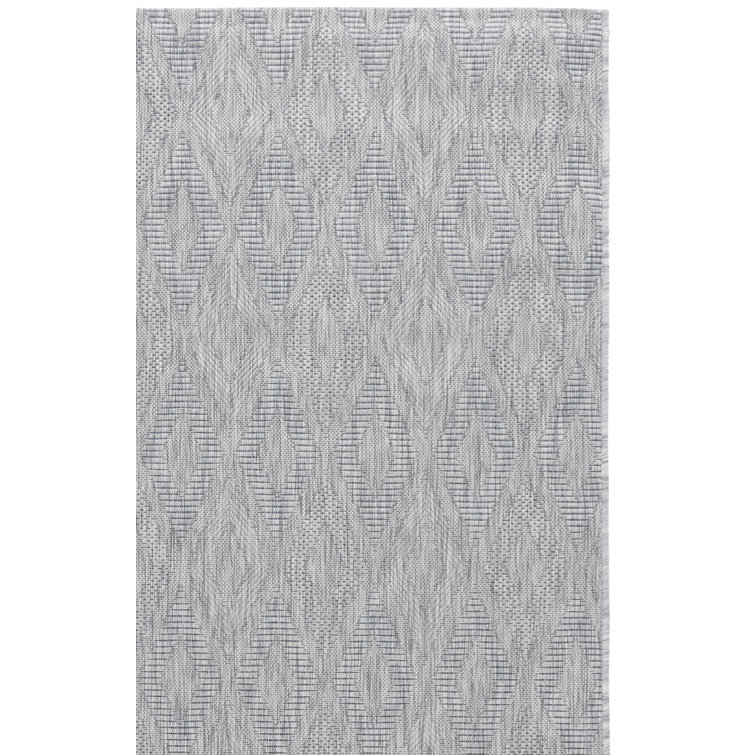 Geometric Gray/Wheat/Blue Indoor/Outdoor Area Rug