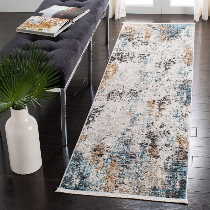 Tapis ivoire / gris Mesa, Tapis de couloir 2 pi 2 po x 8 pi
