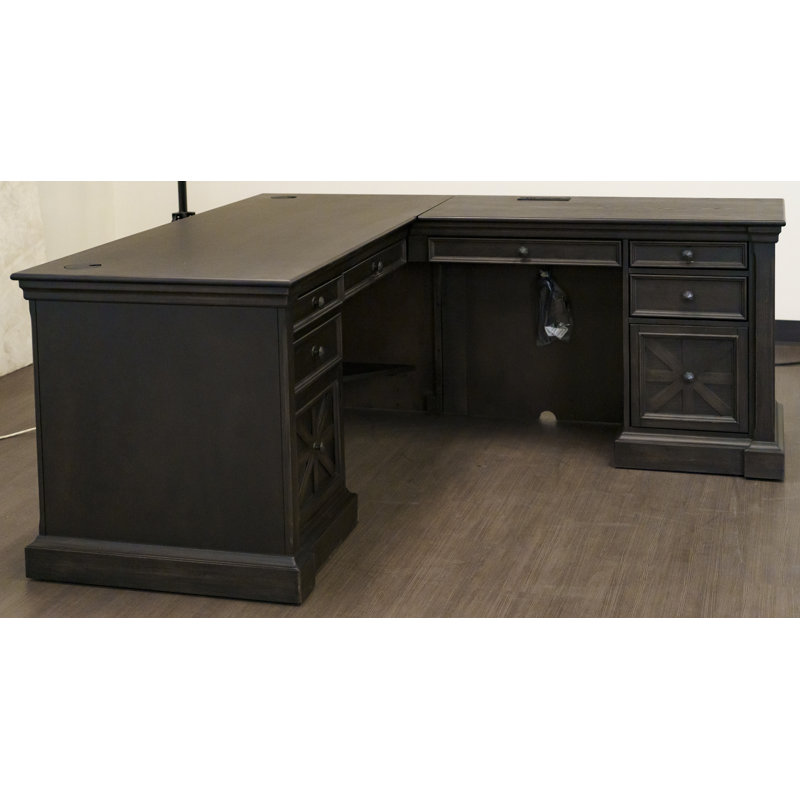 Cashawn L-Shaped Executive Desk with Power Outlet