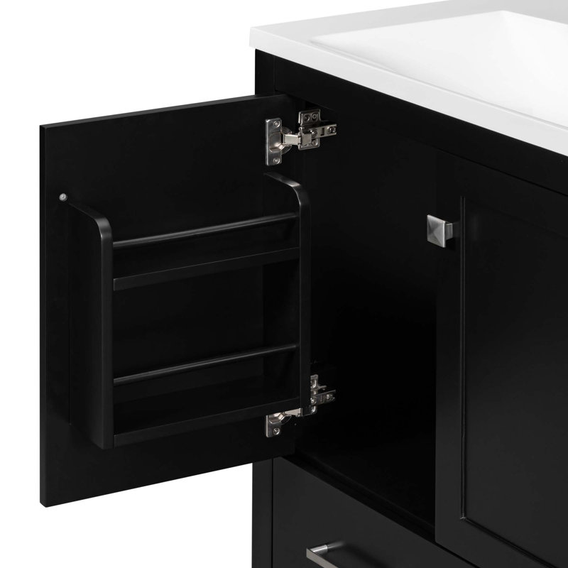 (Cabinet seulement) Base de meuble-lavabo avec 2 portes et 1 tiroir, Noir