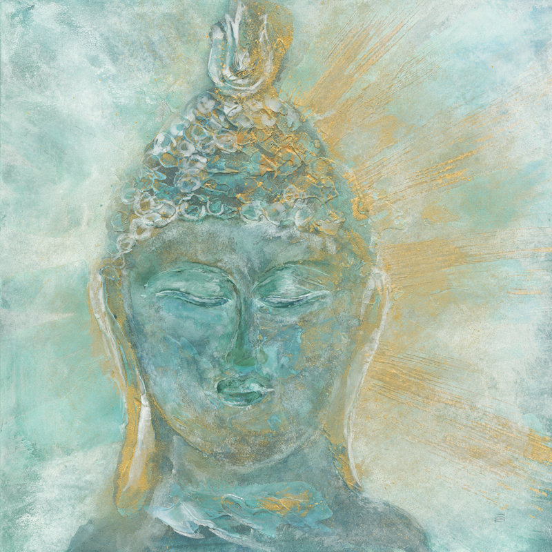 Bouddha lumineux II, Oui, H 12 po x l 12 po, Papier avec cadre noyer