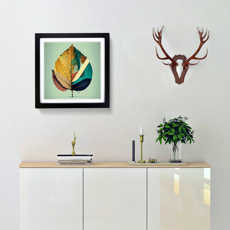 Leaf Constructivism - Single Picture Frame Print on Wood, Black