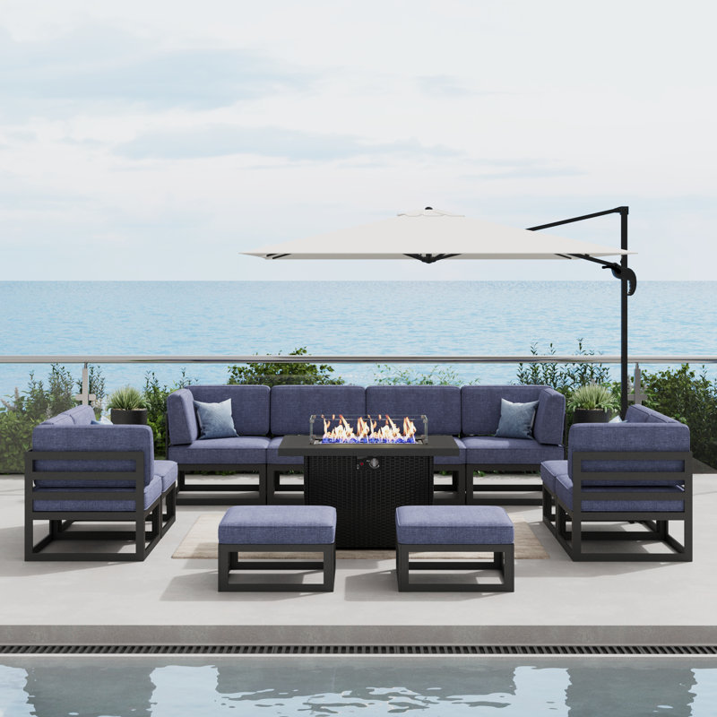 Fauteuil modulaire d'extérieur Layinsun, Marine, Noir