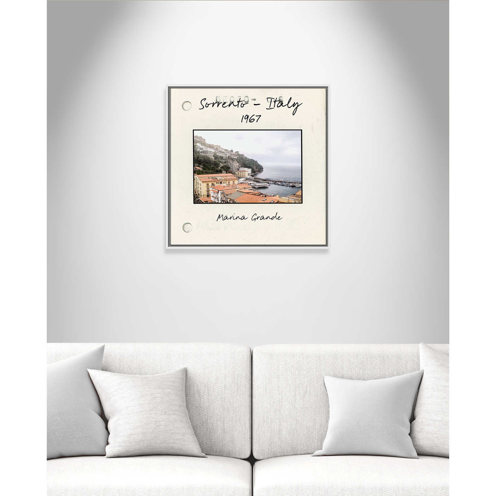 Travel Slide Collection "Sorrento, Italy" Print, 25.5" H x 25.5" W x 2" D, White Floater Framed Canvas