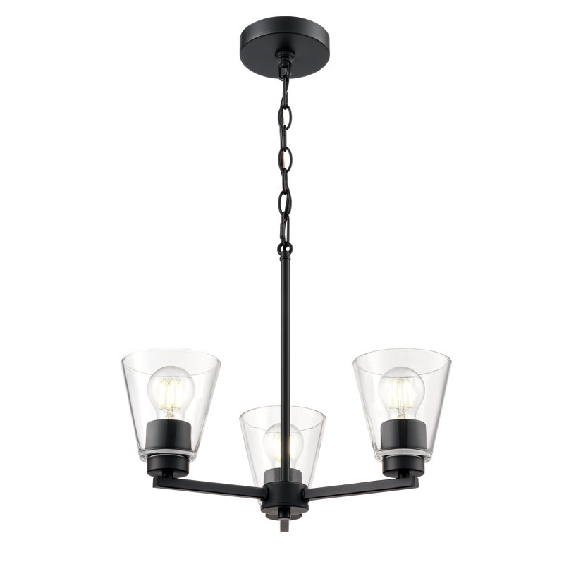 Lustre 3 lumières 18 po Swanson - noir mat, Noir mat