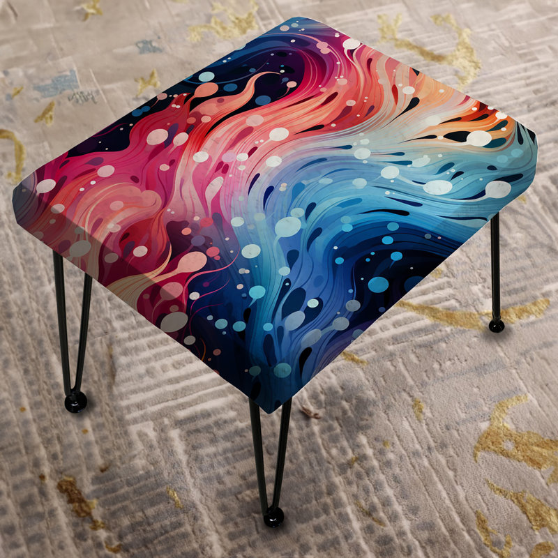 Blue And Purple Mystical Paisley Mirage - Polka Dots Rectangle Ottoman