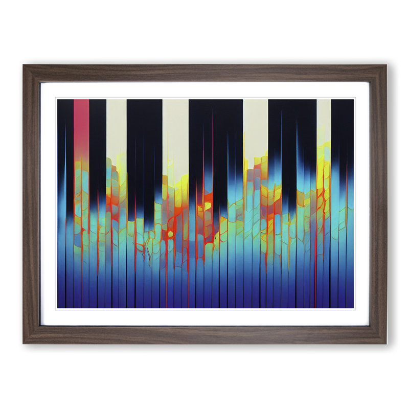 Audio Equalizer Abstract - Single Picture Frame Print, 46cm H x 64cm W, Brown 