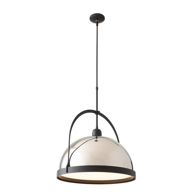 Atlas 1 - Light Single Dome Pendant, Sterling, 22.3" - 67.3", Black