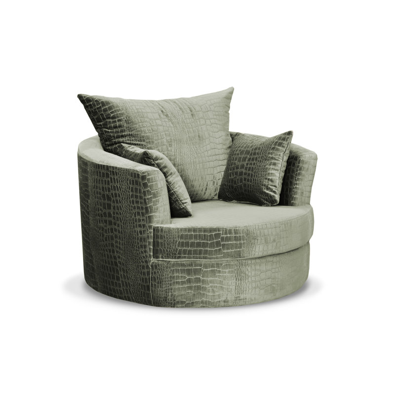 Upholstered Swivel Armchair, Mint Green