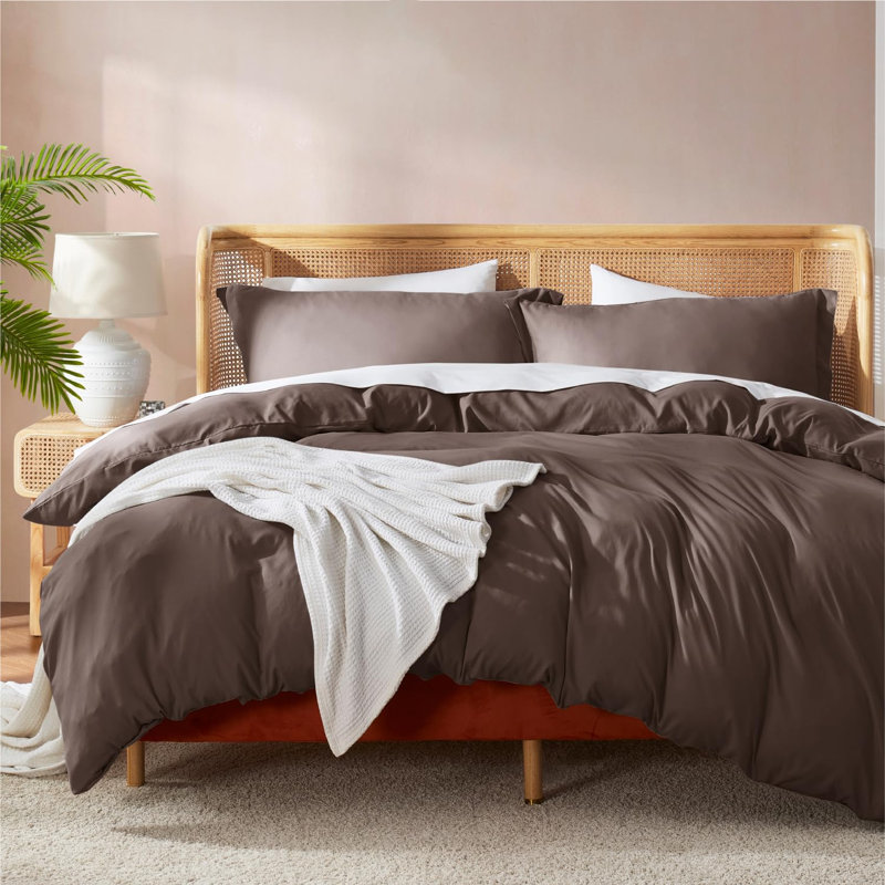 Ensemble de housse de couette en microfibre , Brun chocolat