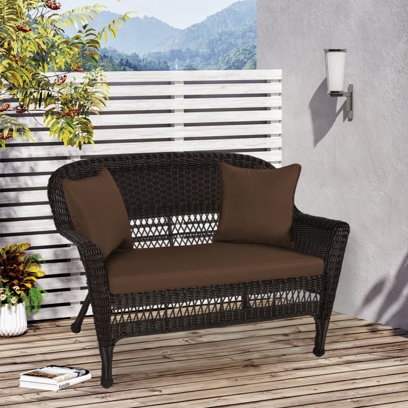 Causeuse en osier avec coussins de 51 po de largeur Armbruster, Brun, Espresso