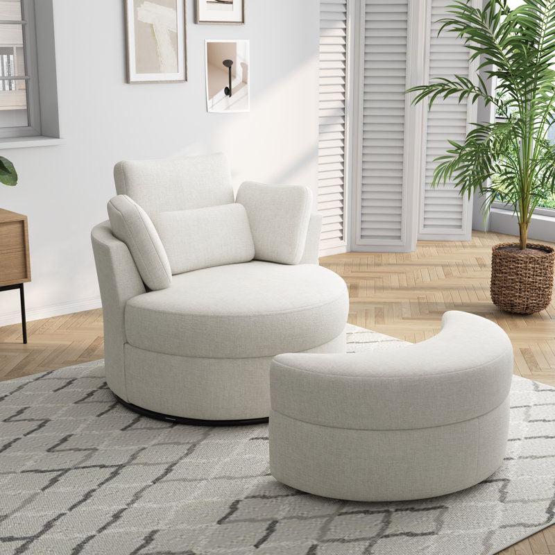 Chaise longue rembourrée avec coussin Niama, Mélange de polyester beige