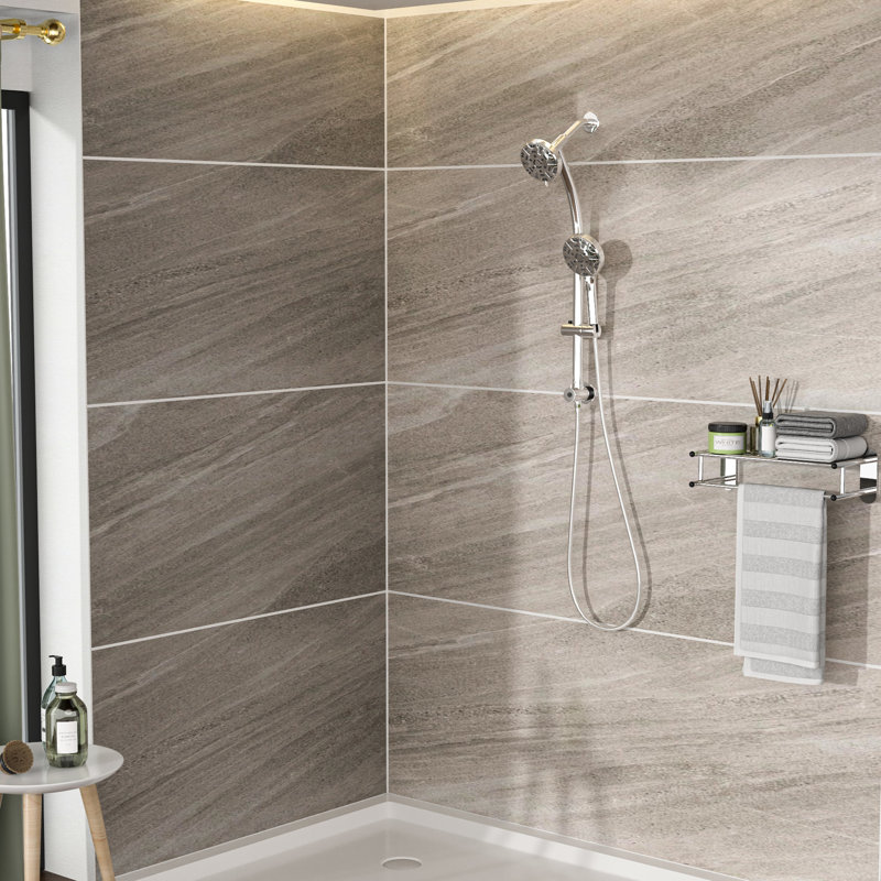Pomme de douche double avec pomme de douche de 4,7 po, douche à main 8, barre et pomme de douche pluie