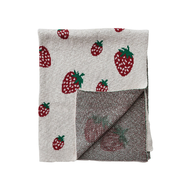 Couverture pour bébé en tricot de coton avec motif fraise