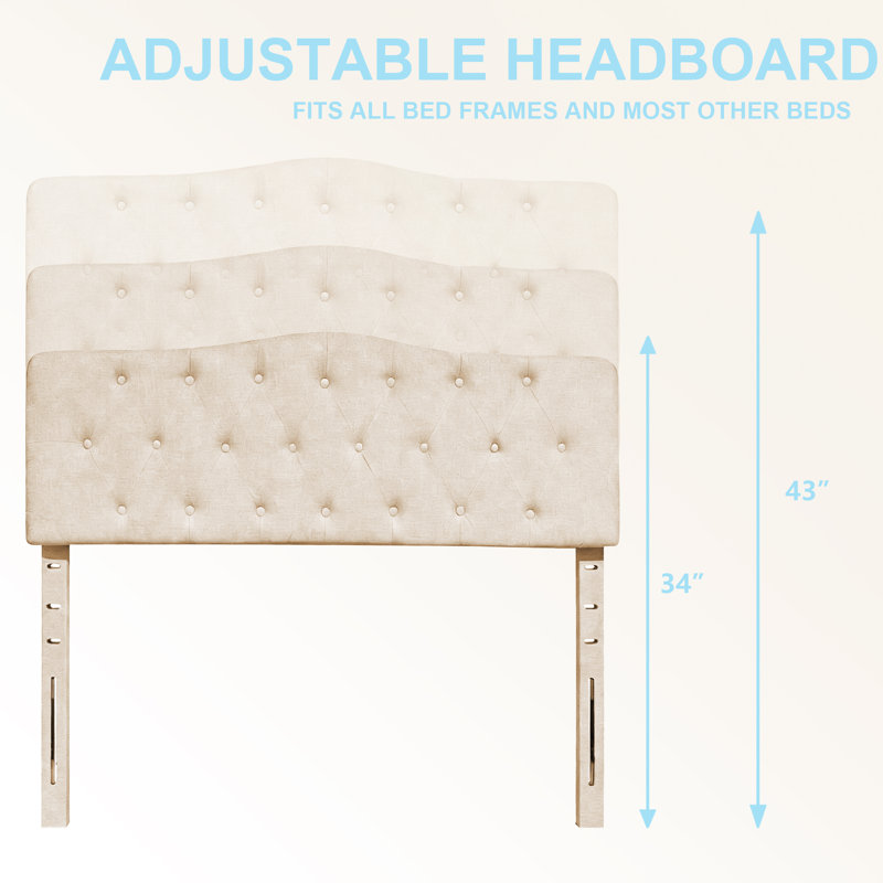 Tête de lit capitonnée Modern, Queen, Beige
