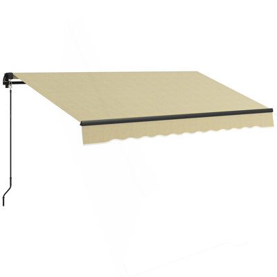 Outsunny 10' X 8' Retractable Awning, Patio Awning Sunshade Shelter With Manual Crank Handle, 280Gsm UV Resistant Fabric And Aluminum Frame For Deck, Balcony, Yard