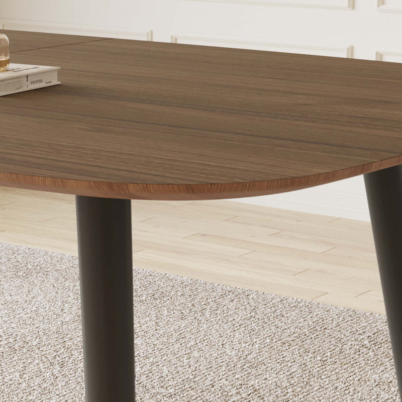 Rectangular Table, Modern Dining Kitchen Table, Tan/Black, 29.9" H x 55.1" L x 31.5" W
