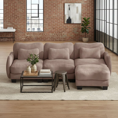 3-Seater Sectional with Ottoman and Pillows