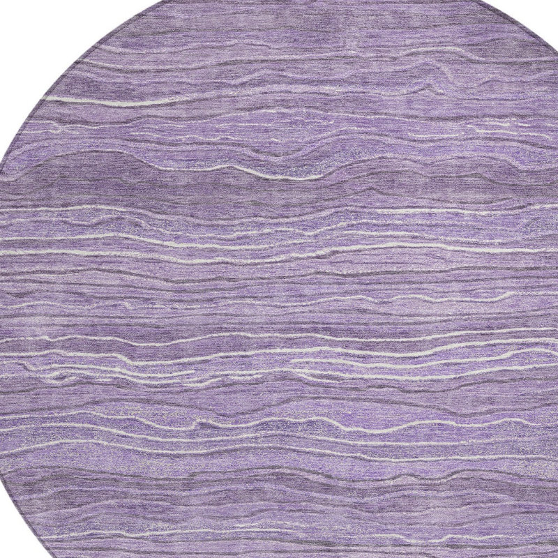 Tapis d'intérieur rond lavable abstrait mauve et lavande 8 pi