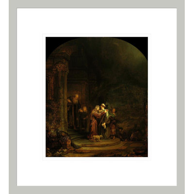 «The Visitation» par Rembrandt van Rijn - Estampe numérique encadrée