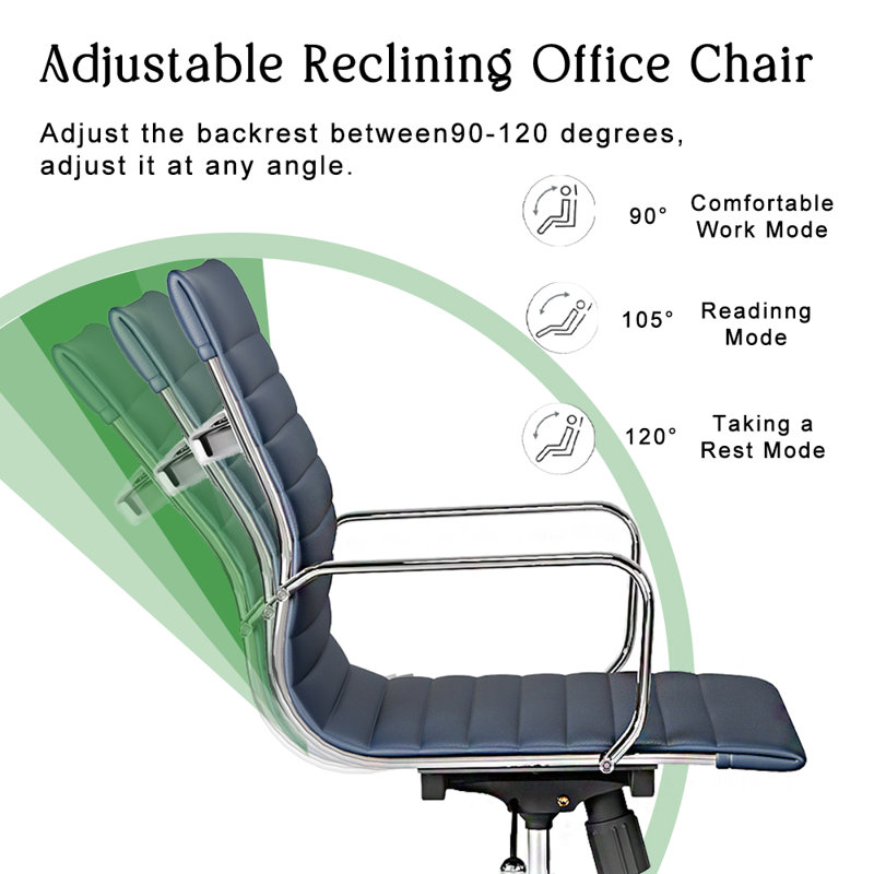 Fauteuil de conférence ergonomique à dossier moyen Rogalski, Argent, Bleu marine