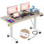 Bureau debout à hauteur ajustable électrique Hubing avec 2 ports USB et 3 prises de courant, 4 roulettes verrouillables, 2 crochets, grand tapis de souris-1266656928-1266656935