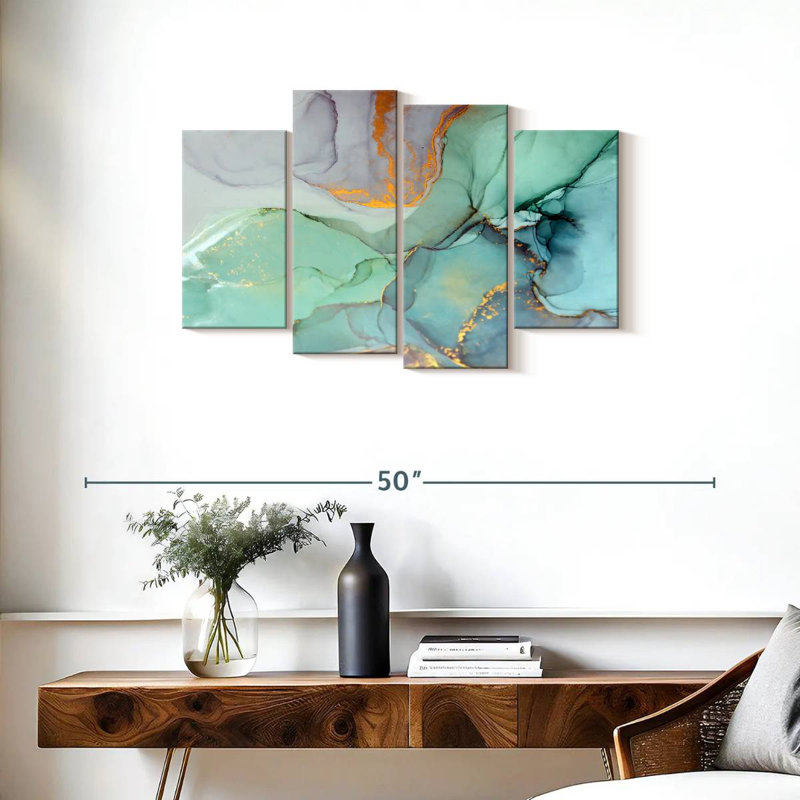 Avery vert bronze abstrait, H 22 po x l 36 po