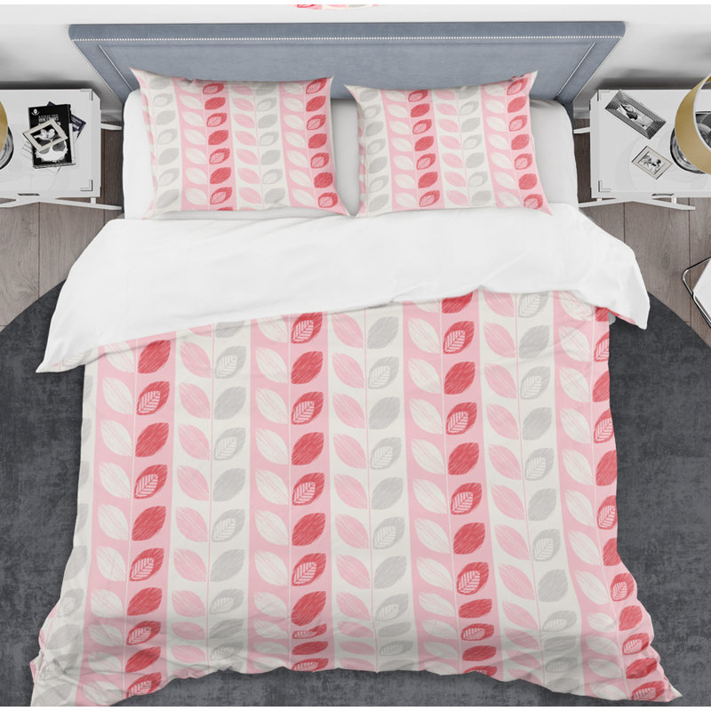 Ensemble de housse de couette à mid-century botanique, Housse de couette très grand + 2 taies décoratives