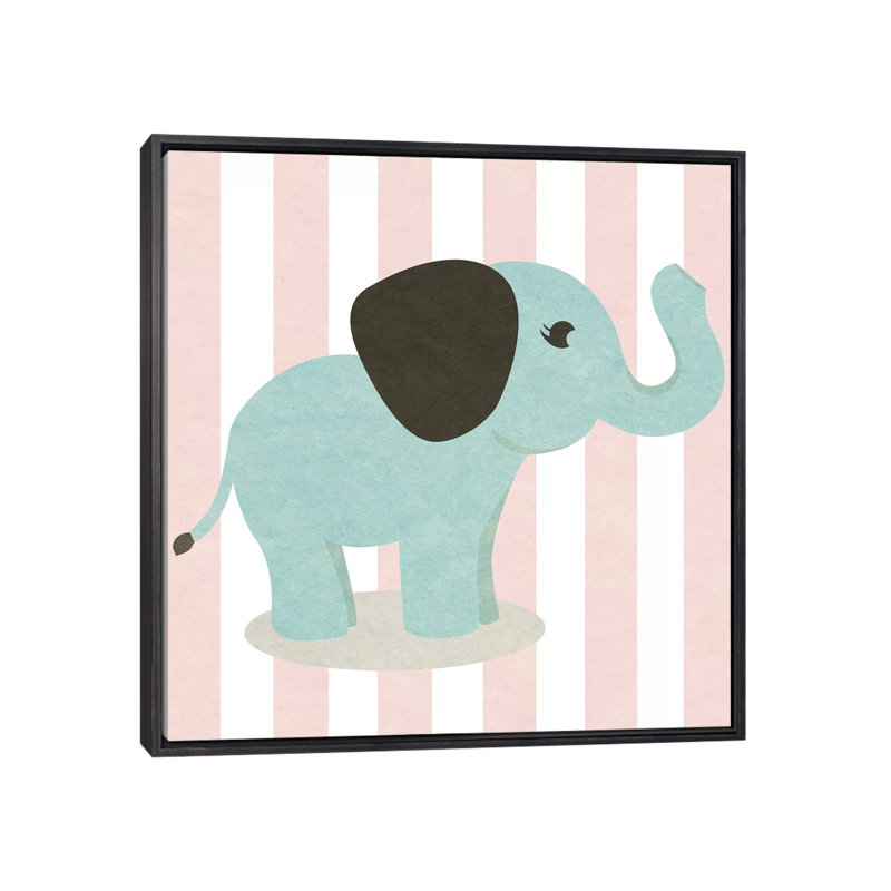 Happy Baby Animals I - impression d'art graphique, H 26 po x l 26 po x P 1,5 po, Toile avec cadre noire patinée, Pas de tapis