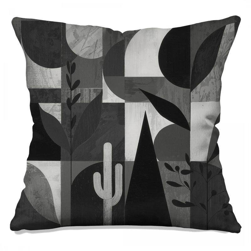 Coussins monochromes à motif géométrique de feuilles de cactus, 16 x 16 pouces