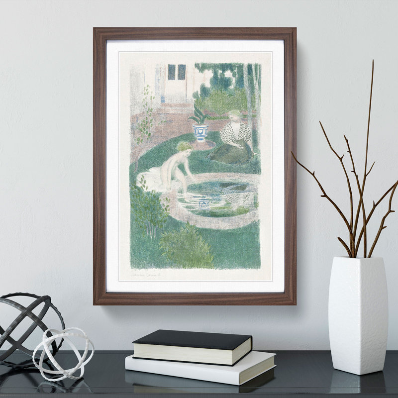 The Reflection in the Fountain by Maurice Denis - Picture Frame Painting, 36cm H x 27cm W x 2cm D, Walnut Framed