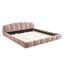 Très grande structure de lit tapissier très grande taille en chenille, tête de lit épaisse courbée et pied de lit enveloppé, lit de plancher à profil bas-583989892-583989893