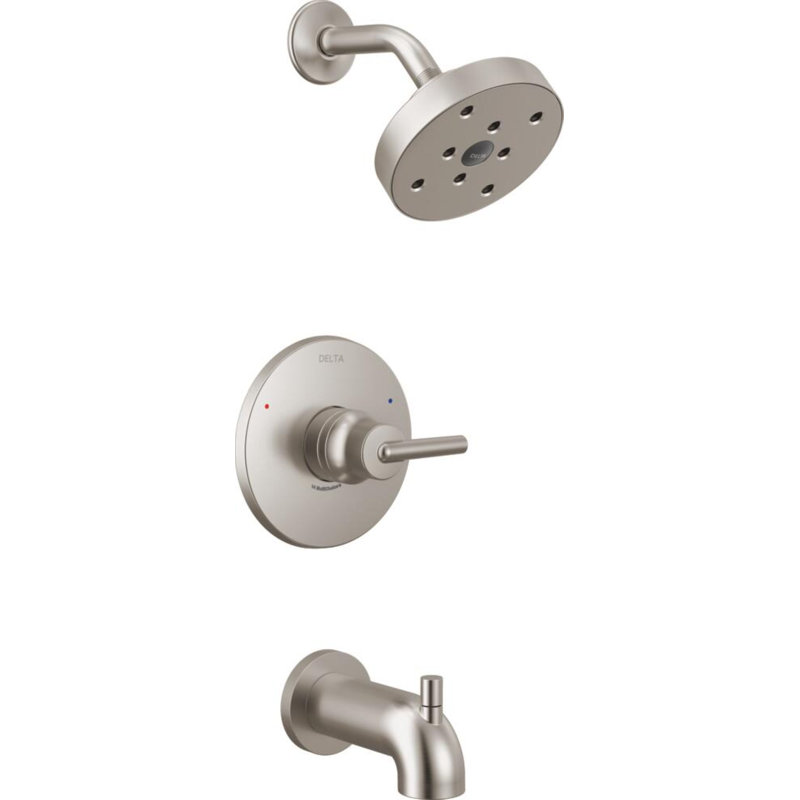 Ensemble de garniture de baignoire et douche à fonction unique Trinsic 14 Series avec pomme de douche à jet simple H2Okinetic, acier inoxydable (valve non incluse)