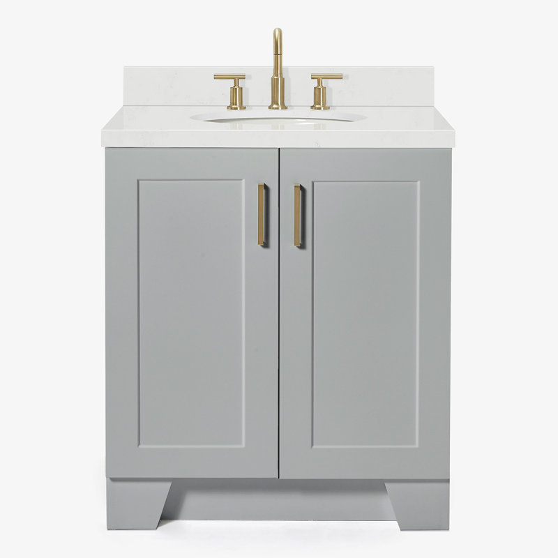 31 IN.  Single Bathroom Vanity, Gray, Oval, Carrara Quartz