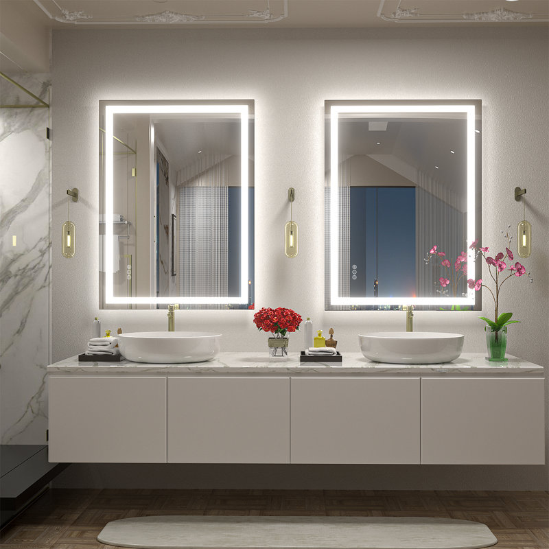 UL Certified Front & Back LED Anti-Fog Tempered Glass Bathroom/ Vanity Mirror - Basics by Wayfair™, 40" x 30"