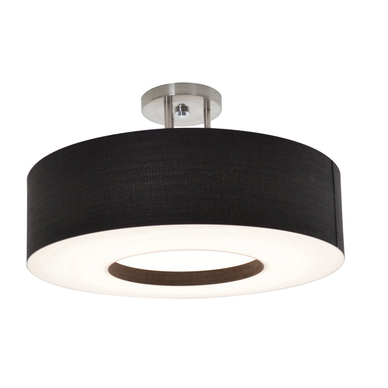 Montclair LumaFuse Semi Flush Mount, Black, 10" H x 15" W x 15" D, No
