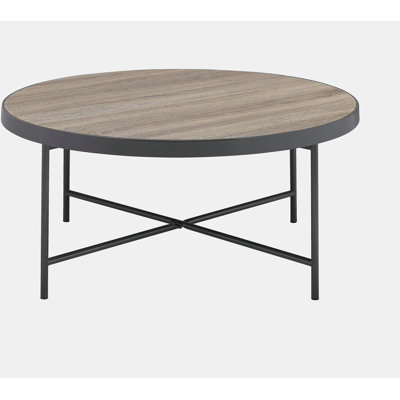 Sturdy Industrial-Style Coffee Table with Metal and Wood Blend