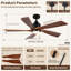 Ventilateur de plafond à hélice avec pales 5 lumières HomeGrain-1636816442-1636816444
