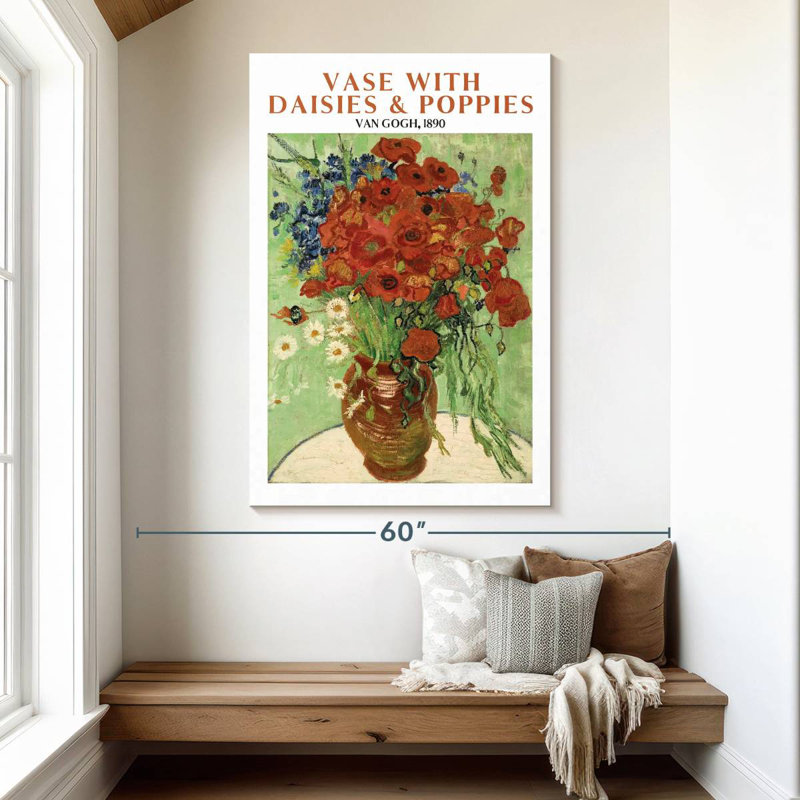Vase avec marguerites et coquelicots Van Gogh, H 51 po x l 34 po